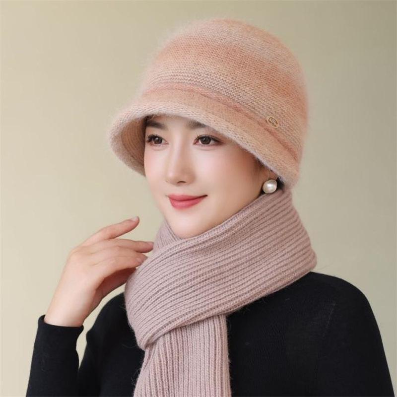 Stylish Velvet-Lined Elderly Bucket Hat for Winter Warmth