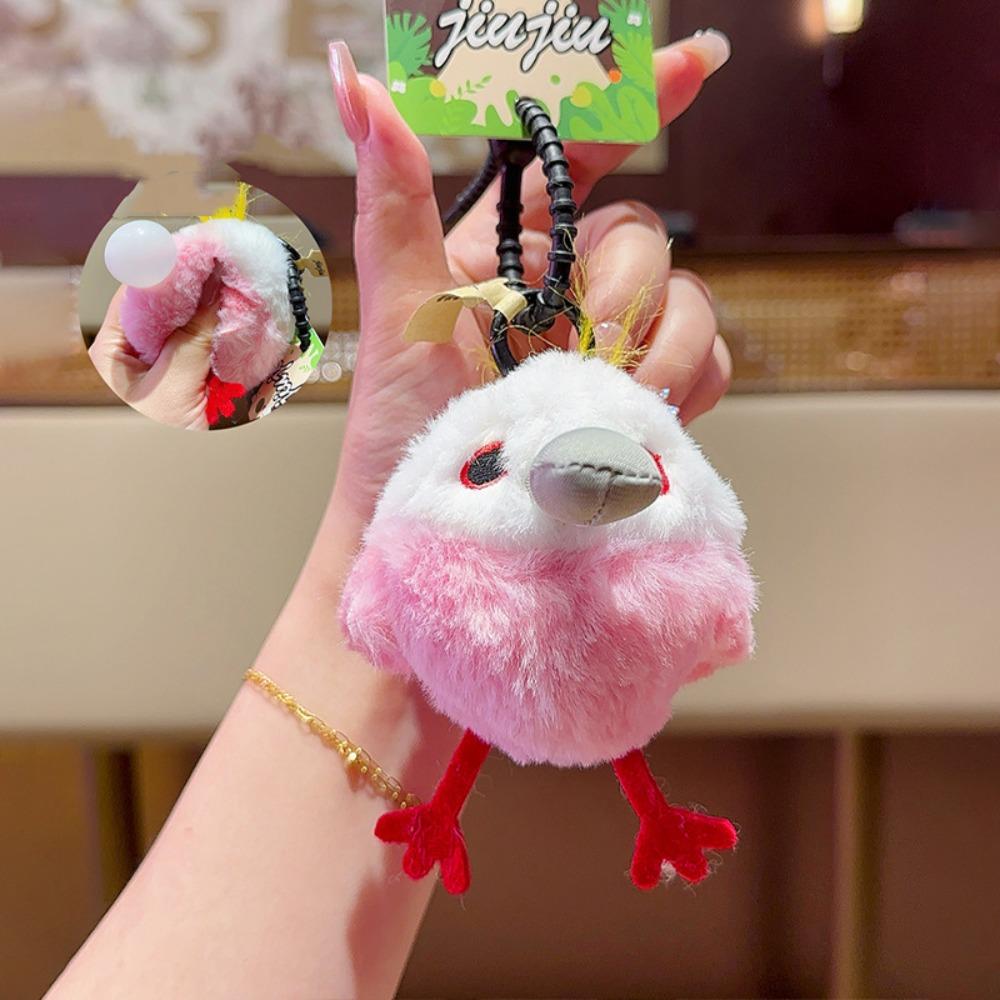 Kawaii Plush Bird Keyring Spit Bubble Backpack Pendant Cute Egg Laying Keychain  Birthday Gift