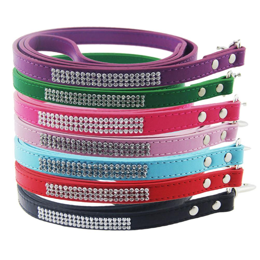 Hot-Fixed Rhinestone Dog Leash for Small Dogs Yorkshire Terrier Chihuahua Pomeranian Flexible Bling Bling Walking