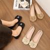 French evening single shoes women's thick heel soft sole new summer versatile bow light mouth gentle wind Doudou shoes