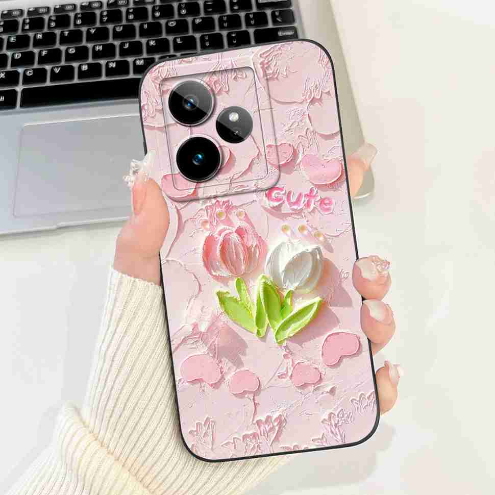 For Realme GT 7 5G 6.78" Case RMX5061 Cartoon Panda New Flower Collection Soft Silicon Cover For Oppo Realme GT7 5G Phone Shell