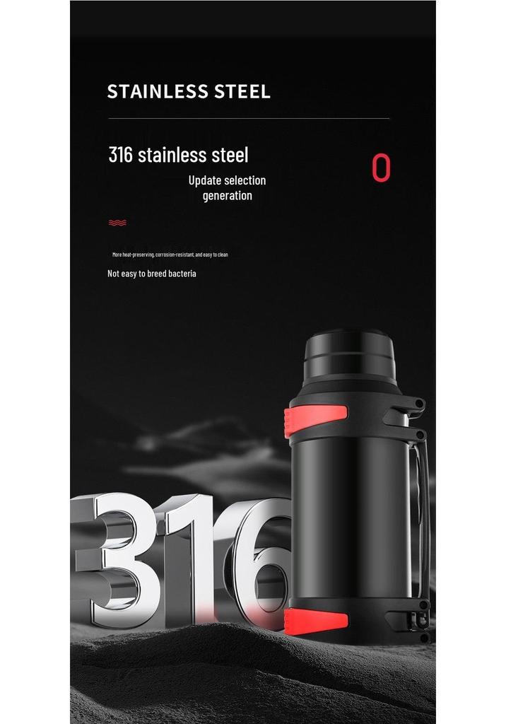 316 Stainless Steel Large Capacity Thermos Flask for Outdoor, Construction, Home Use - Portable Hot Water Bottle for Men and Women