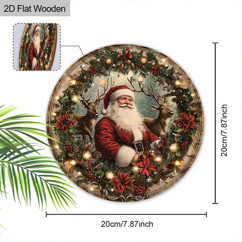 Christmas decoration sign,indoor hanging decorations,2D flat Wooden products with The pattern is Santa Claus,Christmas gifts for friends and family