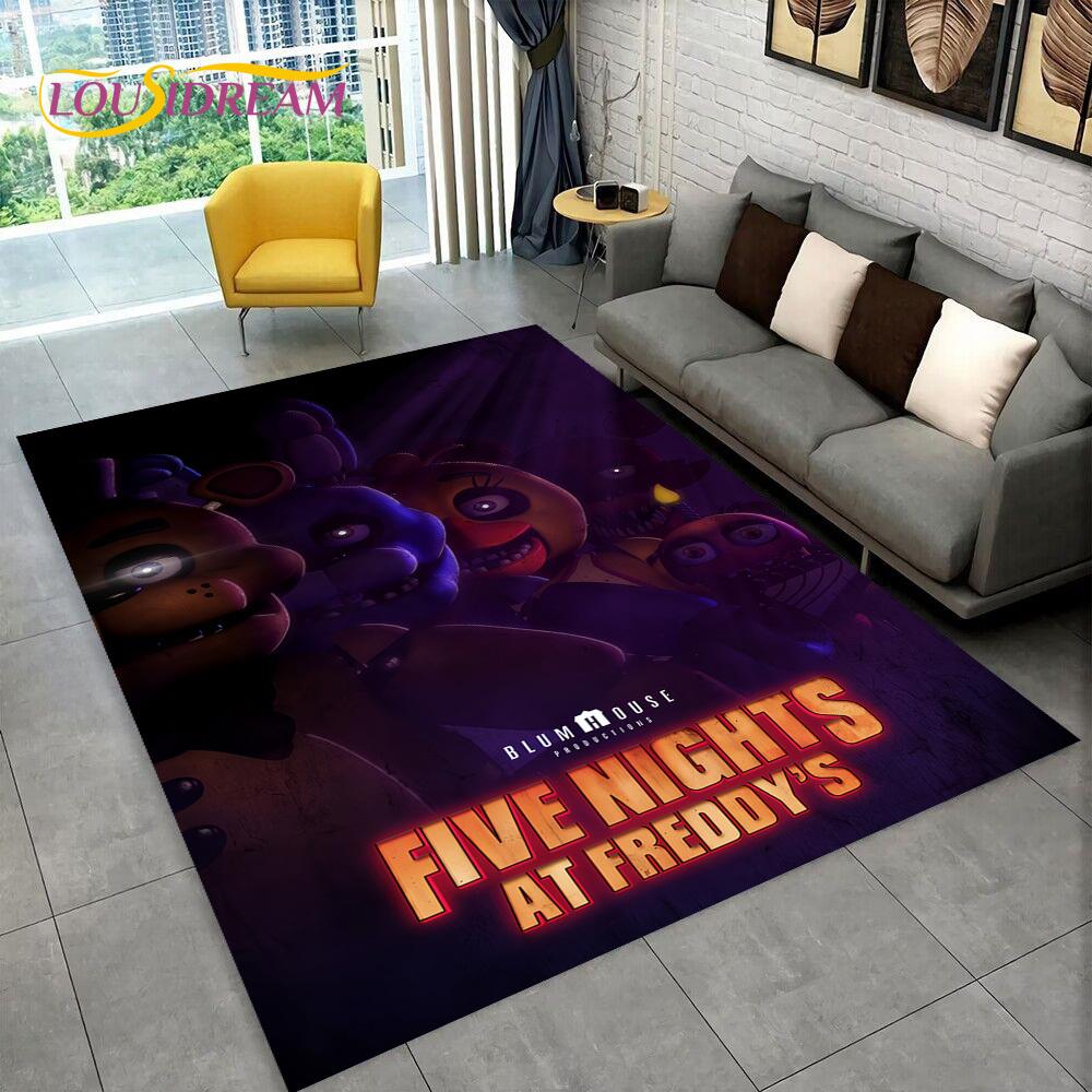 Horror Game FNAF Movie Freddy Bonnie Carpet Rug for Home Living Room Bedroom Sofa Doormat Decor,kids Play Area Rug Non-slip Mat