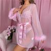 Exy Ightgown Lace Perspective Uniform Jacket Bra Sexy Underwear Three-piece Nightgown