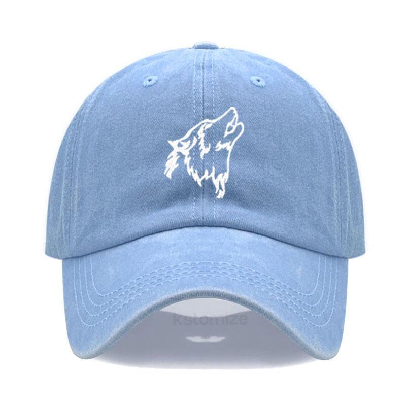 Women's Baseball Cap Men's Washed Cotton Wolf Howl Embroidery Embroidery Dad Hat Sport Golf Caps For Man Sun Hats Dropshipping
