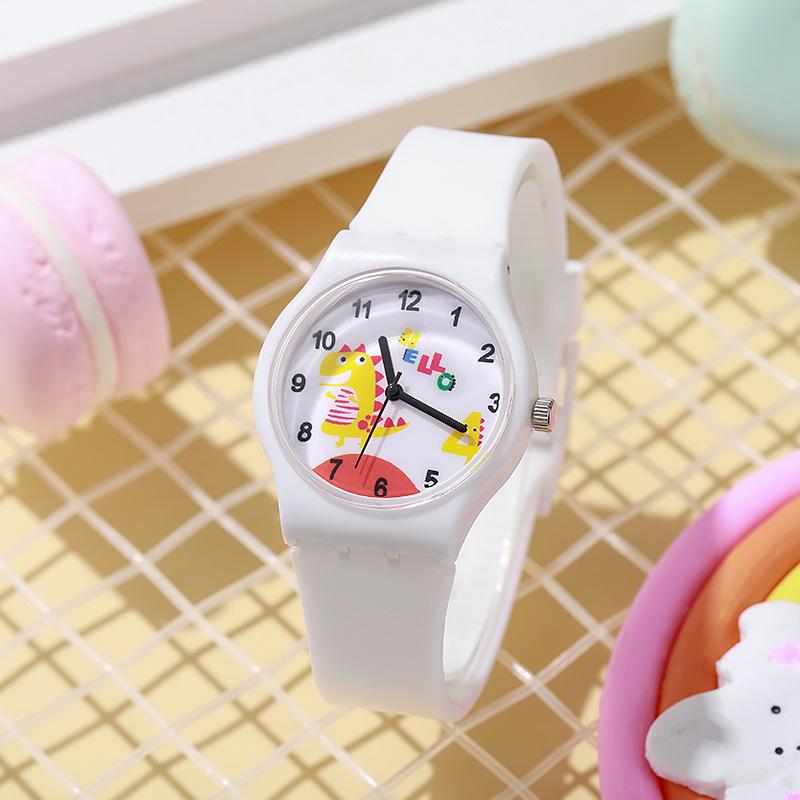Children's Watch Boys and Girls Cute Cartoon For Little Dinosaur Kids Students Quartz Watches Silicone Candy Color
