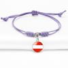 Purple Stylish Unisex Charm Bracelet With European Country Flags Length Adjustable