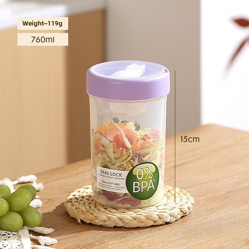 Portable Salad Bowl With Sealed Lid For Light Meals And Snacks