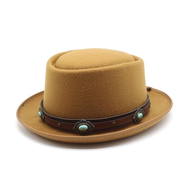 Retro French Top Hat Convex Top Jazz Felt Hat Men'S And Women'S Solid Color Top Hat