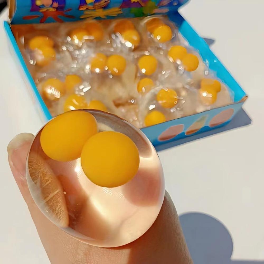 Clear Double Yolk Egg Squeeze Toy Simulation Prank Gadget Drop Resistant Stress Relief Decor