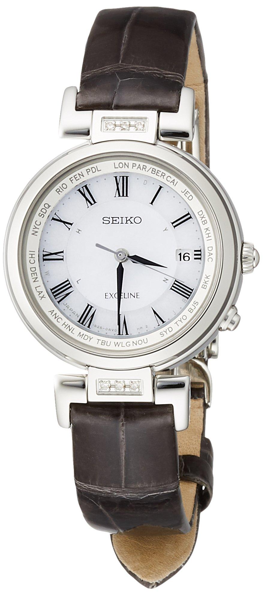 

[Seiko Watch] Wristwatch Excelline Diamond Case Solar Radio World Time Function SWCW109 Women s Black