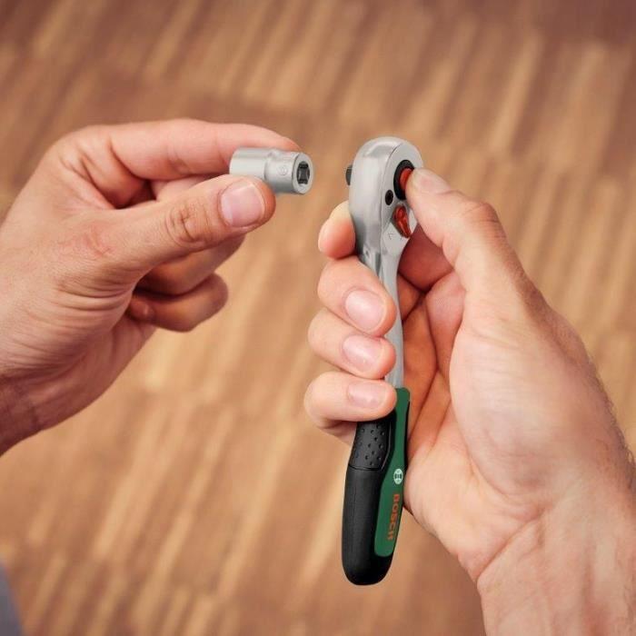 Bosch Set De 57 Cliquets 1/4" + 1/2" (pour Divers Bricolages ; 55 Accessoires ; Couple Élevé ; Softgrip ; Coffret De Transport)