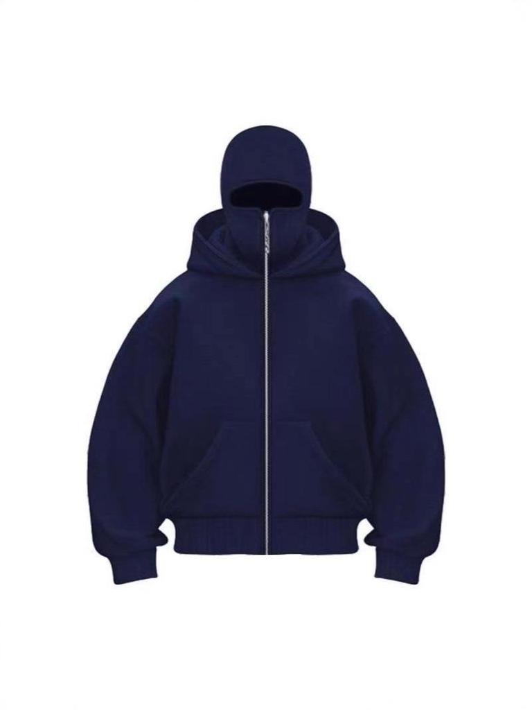 Europäischer & Amerikanischer Herren Herbst Doppellagiger Hoodie mit Doppelkragen und Reißverschluss Pullover.