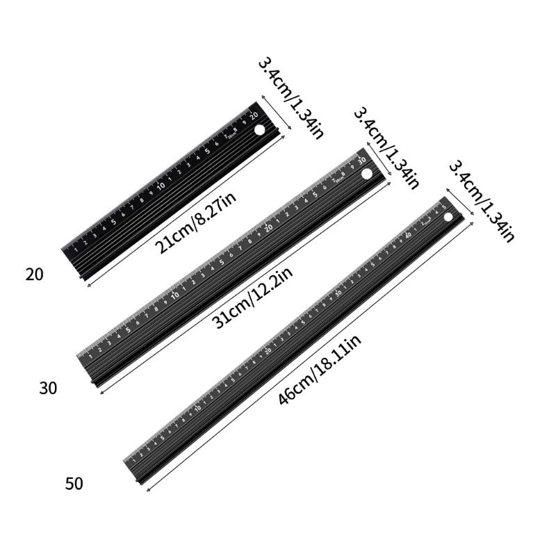 Metal Crafting Ruler L Type Safety Ruler with Clear Scale Cutting Ruler for Cutting and Craft Projects