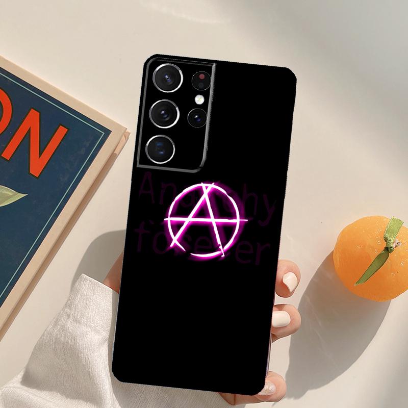 Anarchy Symbol A Phone Case For Samsung Galaxy S22 S23 S21 Ultra S20 FE S8 S9 S10 Plus Note 10 20 Ultra Cover