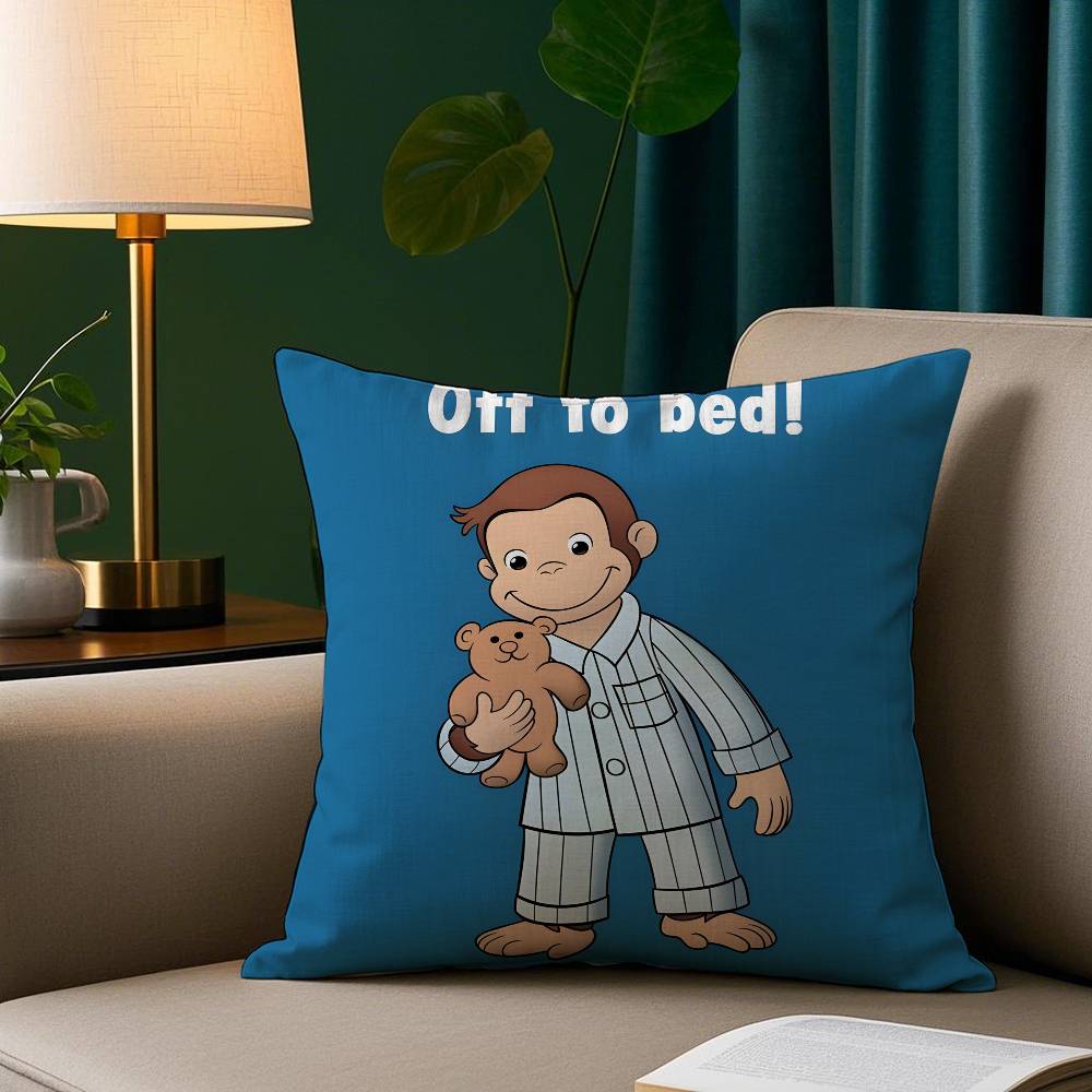 

Good Night George The Curious Monkey Pillow Case Short Plush Print Cushion Cover Square Throw Pillow Covers Sofa Home Decor 30x30cm