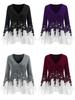 Elegant Women Ladies Long Sleeve V Neck Patchwork Tunic Tops For Casual Comfort