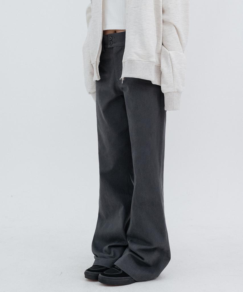 HIGH SCHOOL DISCO Two-Button Pocket Bootcut Pants_Charcoal