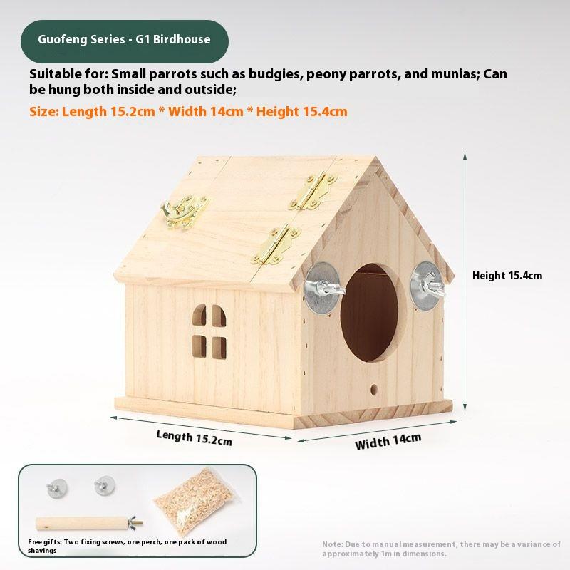 Bird Wooden Cage For Bird Cage Parrot Circular Cage Anti Splash Proof Cage Bird Toys For Pet