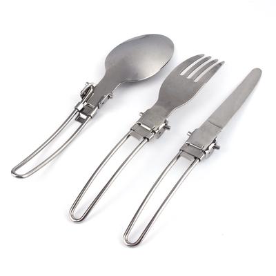 Portable Stainless Steel Camping Cutlery Set, Knife, Fork, Spoon, Bag, Outdoor Catering Tool for Travel, Hiking and Fishing
