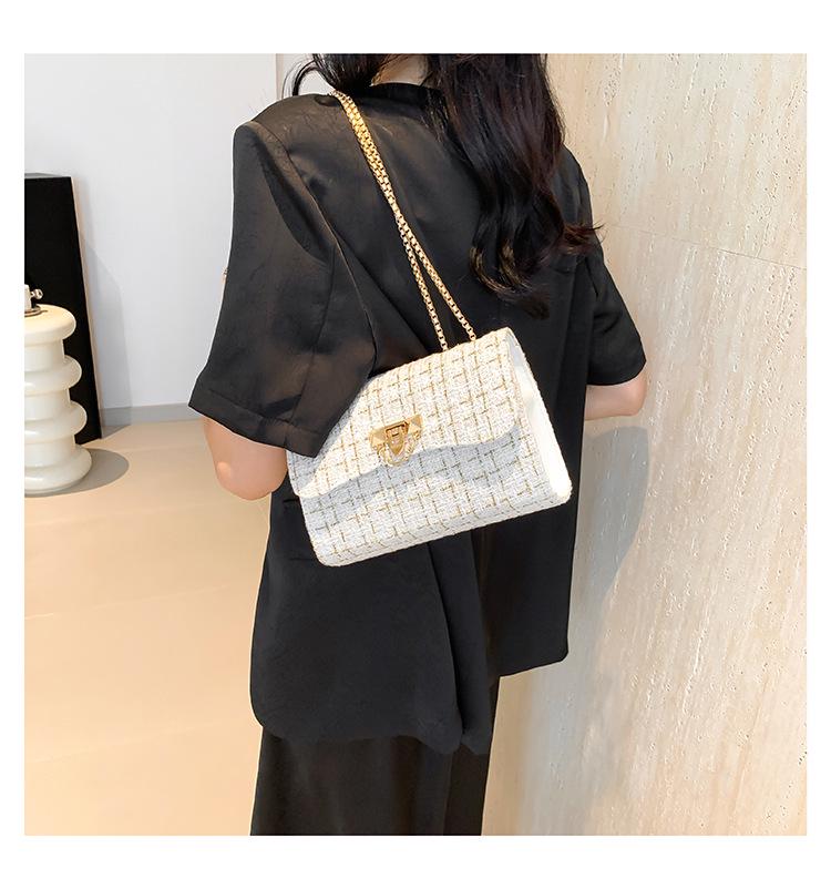 Women's Wool Plaid Chain Bag - Versatile Spring/Summer 2024 Style