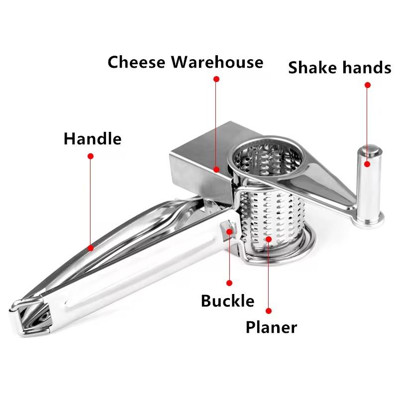Hand-Cranked Cheese Grater with Four Stainless Steel Drums for Efficient Kitchen Slicing and Shredding