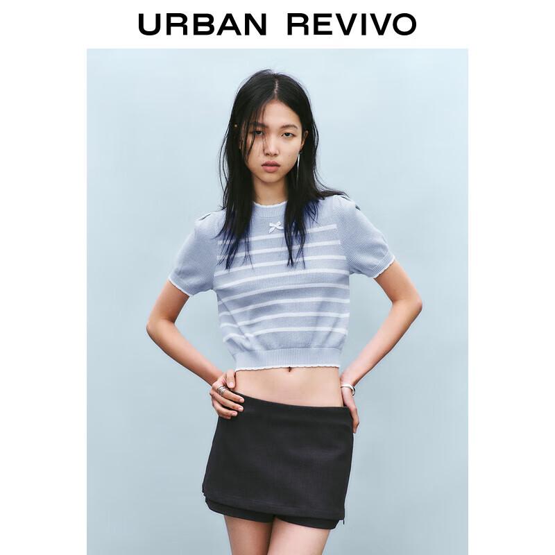 

Женский вязаный топ с контрастными полосками и бантом UR M