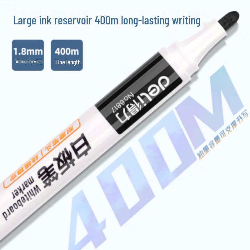 Deli Erasable Black Whiteboard Markers (10-Pack)