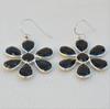Faceted Black Onyx Earrings, Flower Design Earring, 925 Sterling Silver Handmade Earring, Gift for Her, December Birthstone