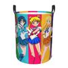 Sailor Moon Mercury Sailor Venus Laundry Basket Foldable Jupiter Mars Clothes Hamper for Household Clothes Storage Bag