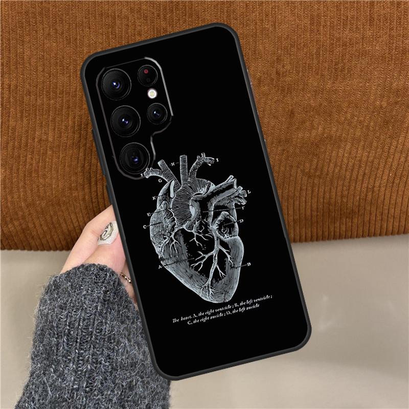 

Vintage Anatomical Heart Brain Phone Case For Samsung Galaxy S25 Ultra S9 S10 Plus S20 FE S21 S22 S23 S24 Ultra Back Cover Galaxy S25Ultra