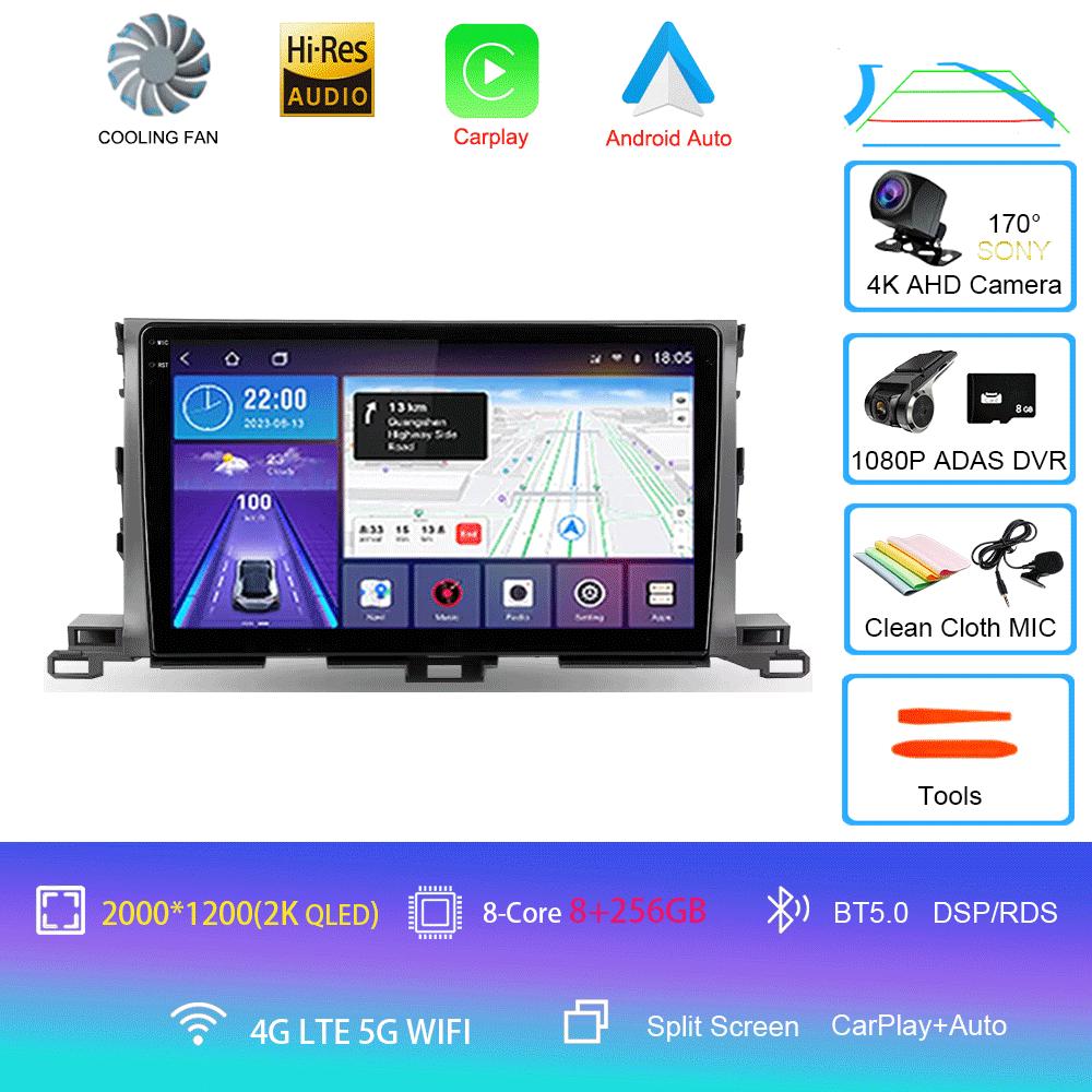 Für Toyota Highlander Kluger 3 XU50 2013 2014 - 2019 Autoradio Android 14 Navigation Multimedia-Player GPS WiFi+4G Carplay Auto