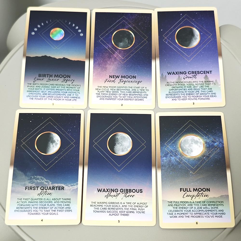 10,3 x 6 cm Mystic Moon Oracle Deck 44-Karten Moon Magic Deck | Mondritualkarten | Hexenmondkarten