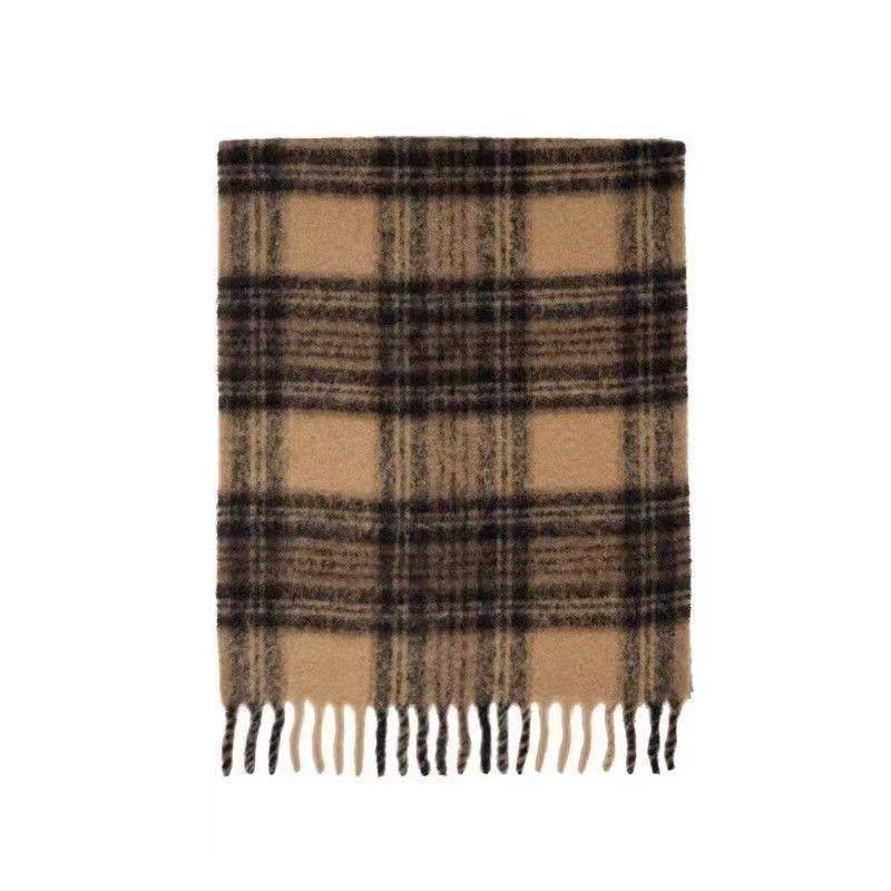 Maillard Scarf Winter Atmosphere Mohair Scarf Women's High end Plaid New Scarf Neck Shawl
