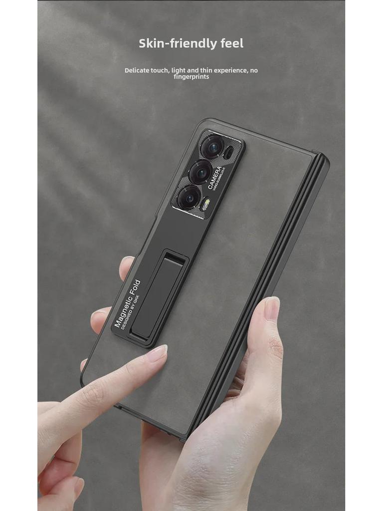 Honor Magic V2 Folding Screen Magnetic Leather Case with Hinge Protection - Anti-Fall, Full Shell, Fashion Design