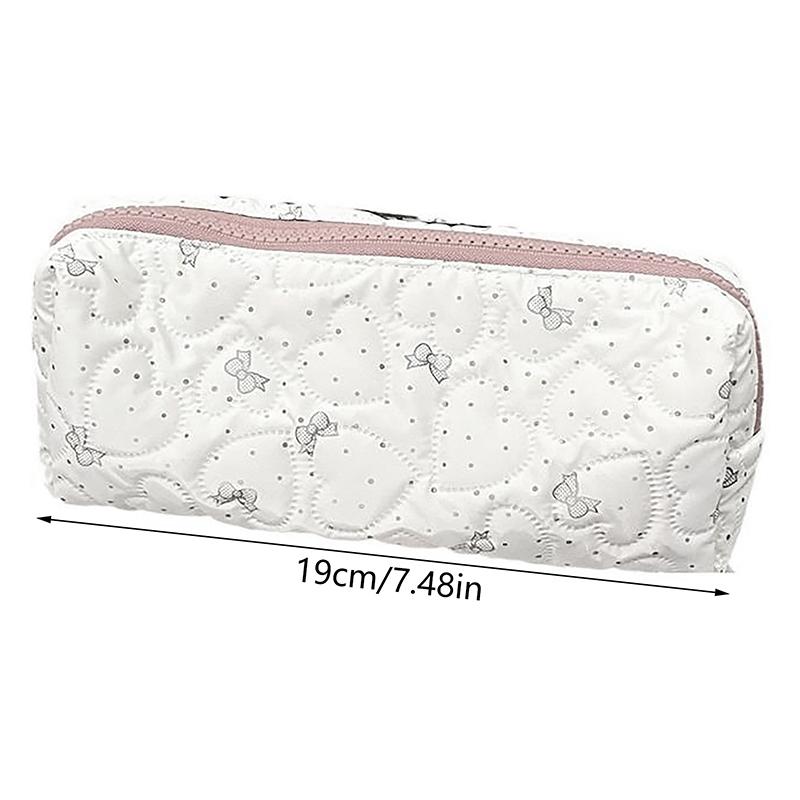 

Large Capacity Canvas Pen Bag Cute Bow Heart Polka Dots Pencil Cases Stationery Storage Bag Student Cosmetic Bag Kids Gift