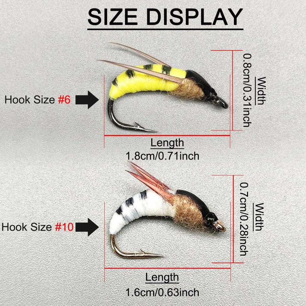 Fly Fishing Flies 2 Box Bundle(Total 18Pcs Flies)-Flies Wet Flies Artificial Nymph Bait for Fishing Trout/Bass Artificial Bait