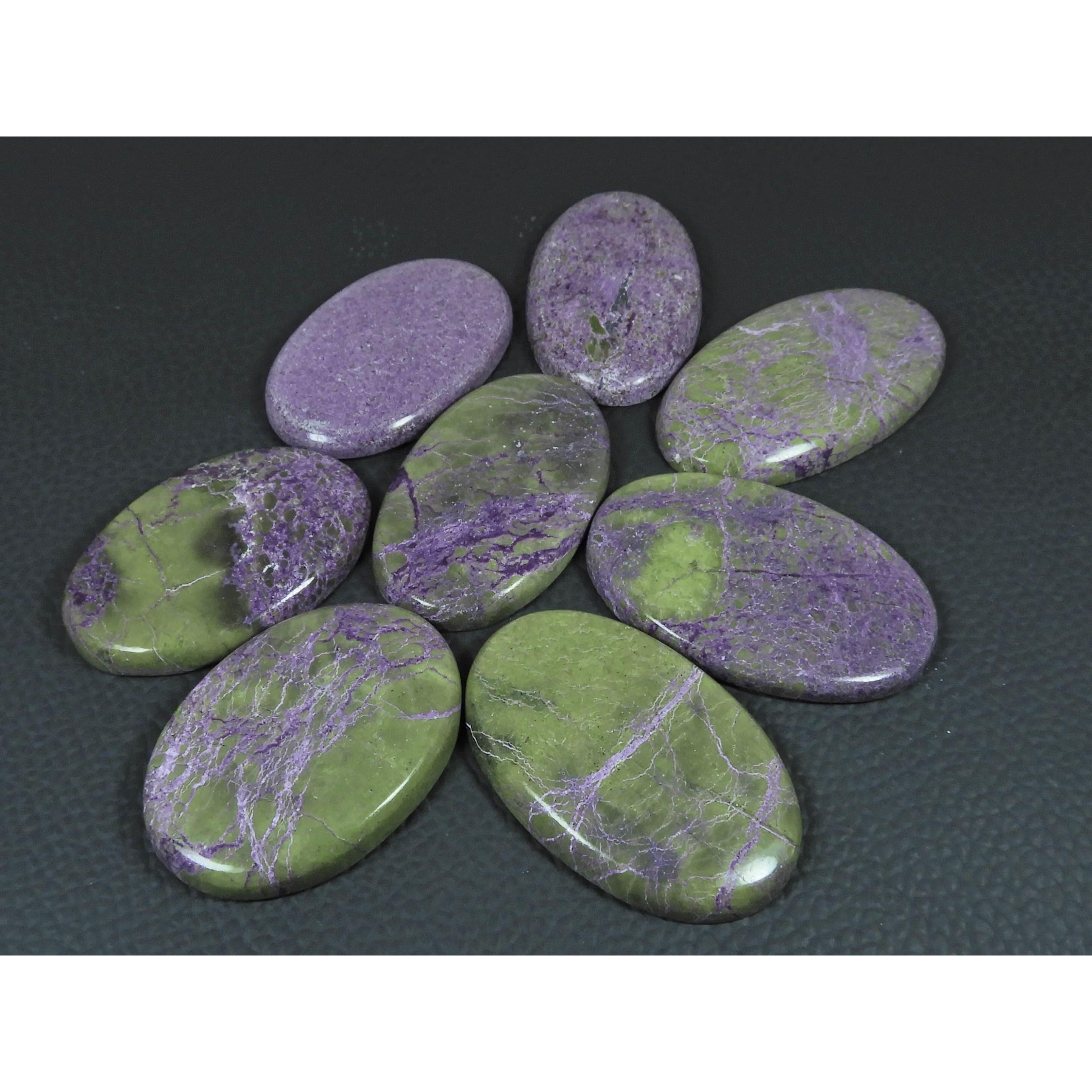 08Pcs Natural Stichtite Oval Shape Cabochon Loose Gemstone 373Cts. Lot C-2983