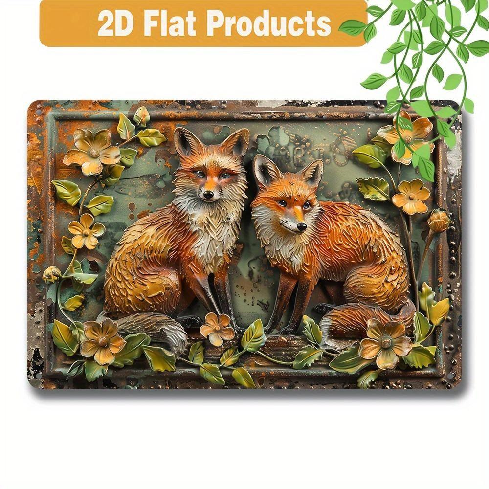 

Metal Poster Farmhouse Retro Wall Art, Rustic Barn Animals Garden Flowers Decor for Home Yard