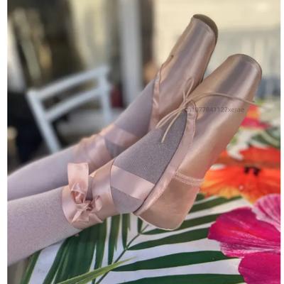 Ballettschuhe, Retro und Süße Riemen, Professionelle Trainingsschuhe für Erwachsene und Kinder, Satin-Tanzschuhe für Wettkämpfe