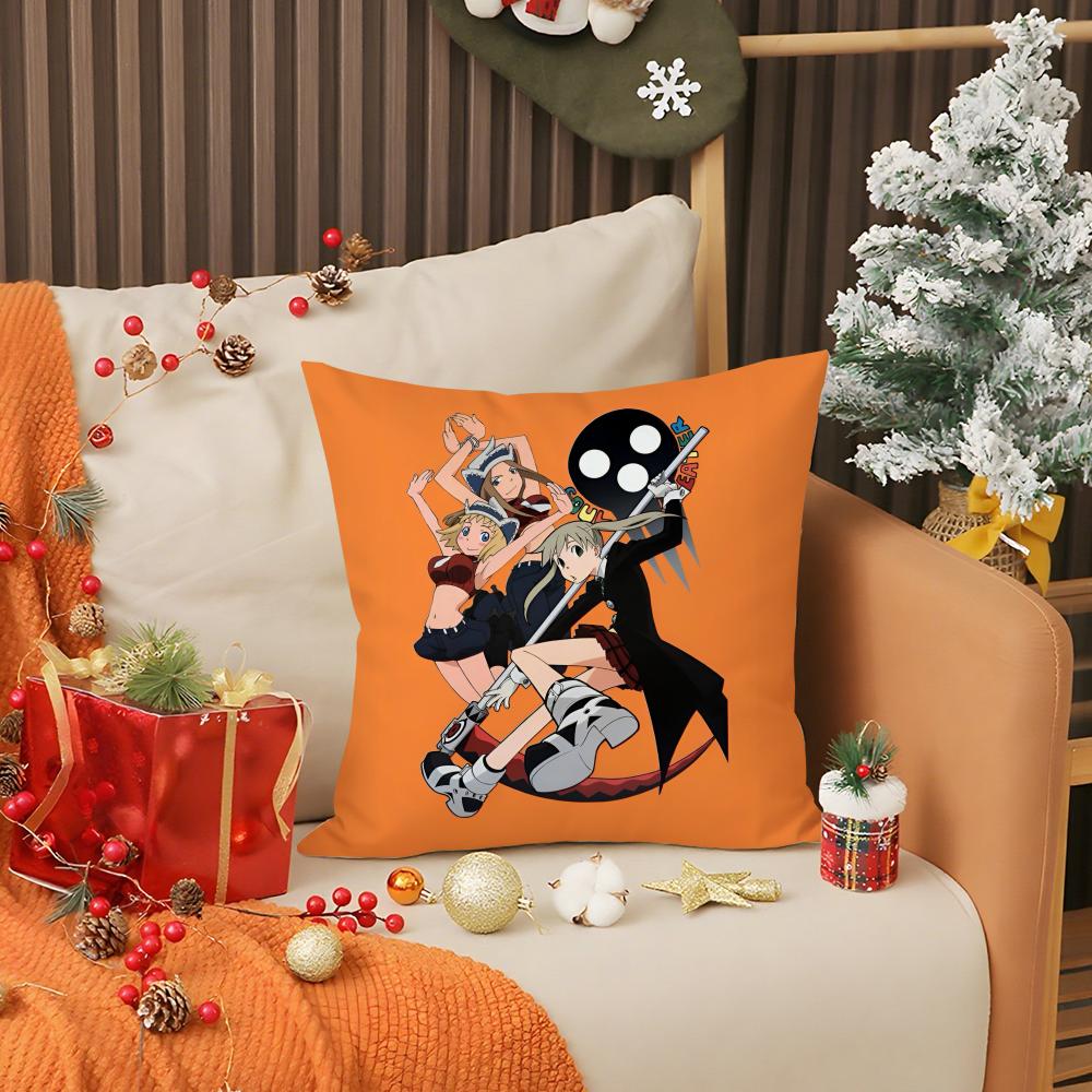 Hot Anime S-Soul EaterS Pillow Case Anti-dustmite Pillow Invisible zipper silky short plush Sofa cushion cover