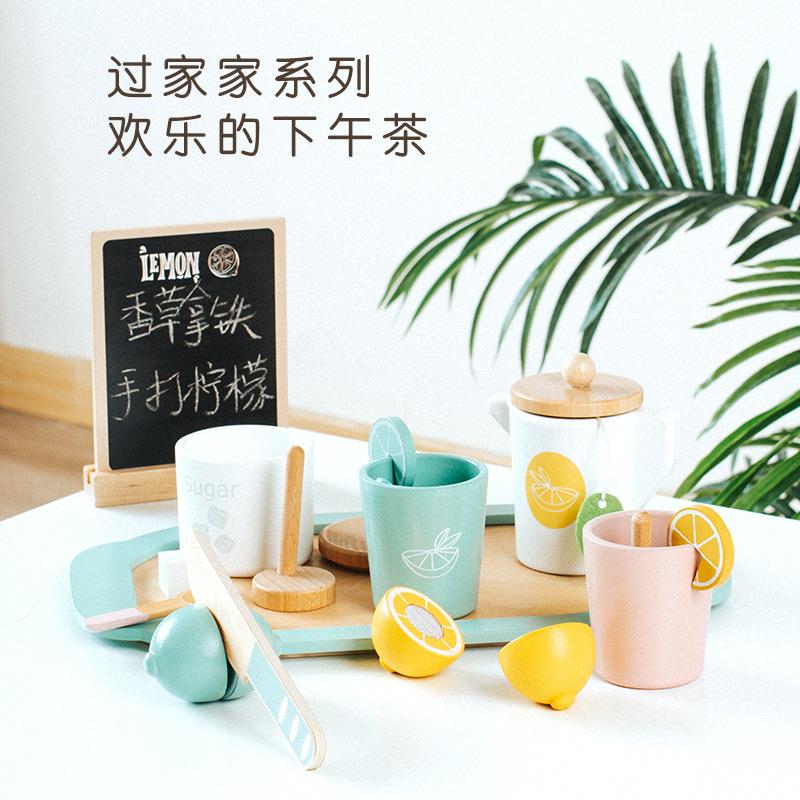 Customized Simulation Play House Tea Set Dessert Set, Kindergarten Playground Role-Playing Early Education Wooden