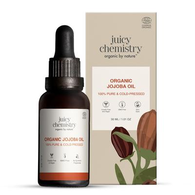 Juicy Chemistry Organic Jojoba Oil, 30 Ml | 100% Pure, Cold Pressed & Virgin | Carrier Oil For Skin, Hair & Cuticles | Naturally Rich In Vitamin E & C