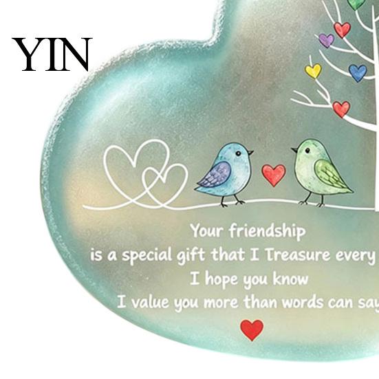 Decorative Ornaments for Car Heart Ornament with Heartwarming Message, Best Friend Friendship Souvenirs Friends Keepsake, Acrylic Desk Decoration