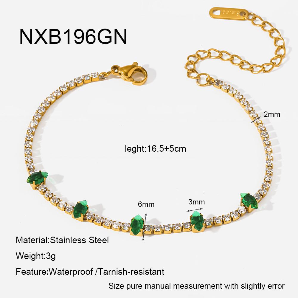 Vibrant Multicolor Baguette Zircon Tennis Bracelet Gold Plated Stainless Steel Chain Women Sparkling Bracelet