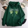 Women's Hooded Zip Up Loose Fit Long Sleeve Printed Butterfly Casual Cardigan Sweatshirt Jacket