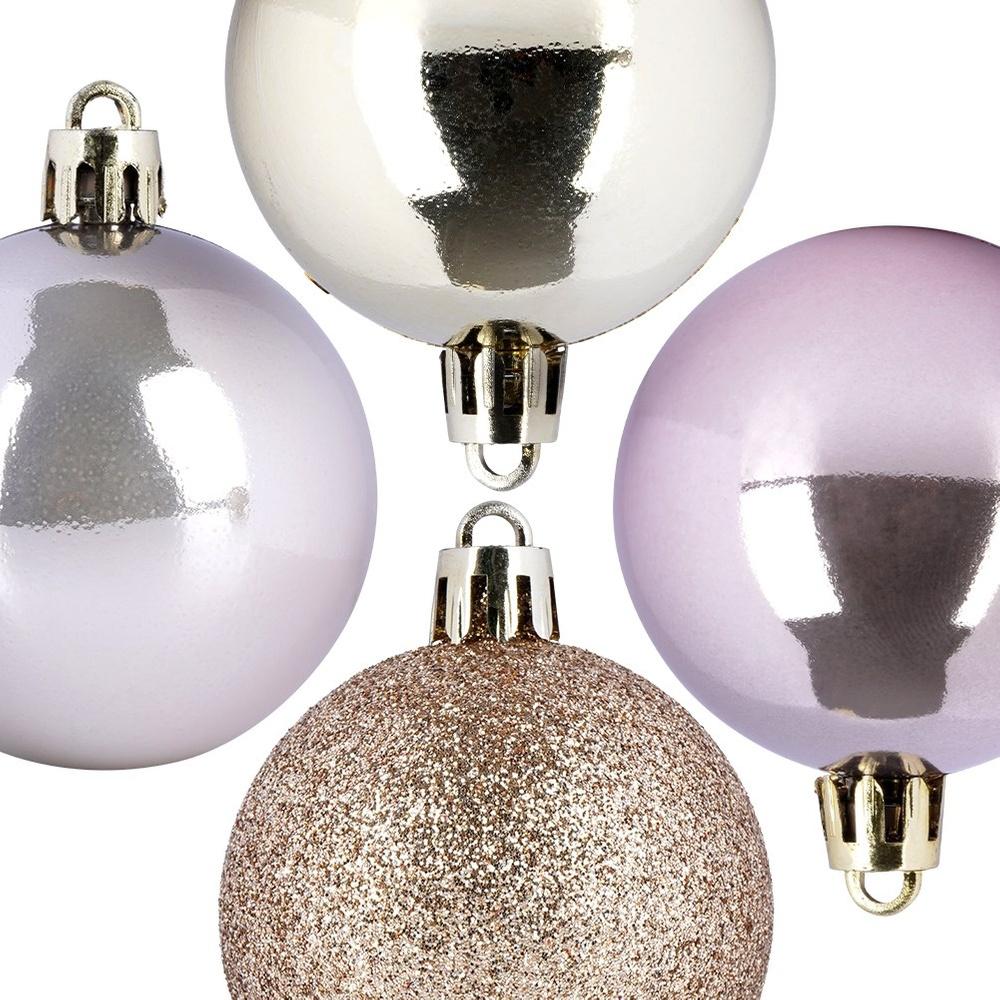 Rose gold shatterproof Christmas tree baubles 5 cm 12 pcs.