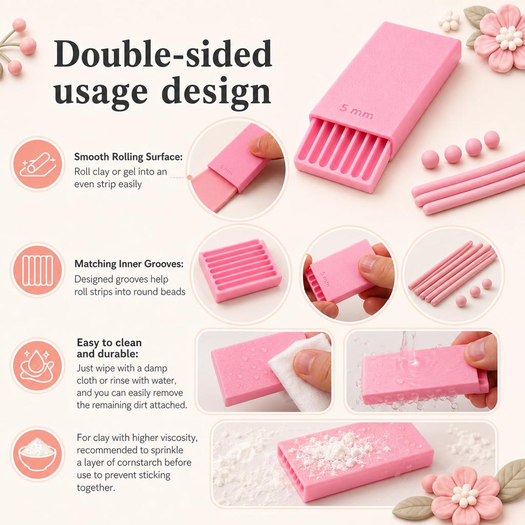 Slide‑Style Clay Bead Roller Mould Set 1‑1mm Size Uniform Sphere for Polymer Clay DIY Earrings Nail Art Handmade Craft Tool Kit