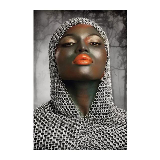 Afrikanische schwarze Frauen-Portrait-Kunst-Poster und Drucke auf Leinwand, Malerei, Make-up, weibliche Wandkunst, Bild für Wohnzimmer, Heimdekoration